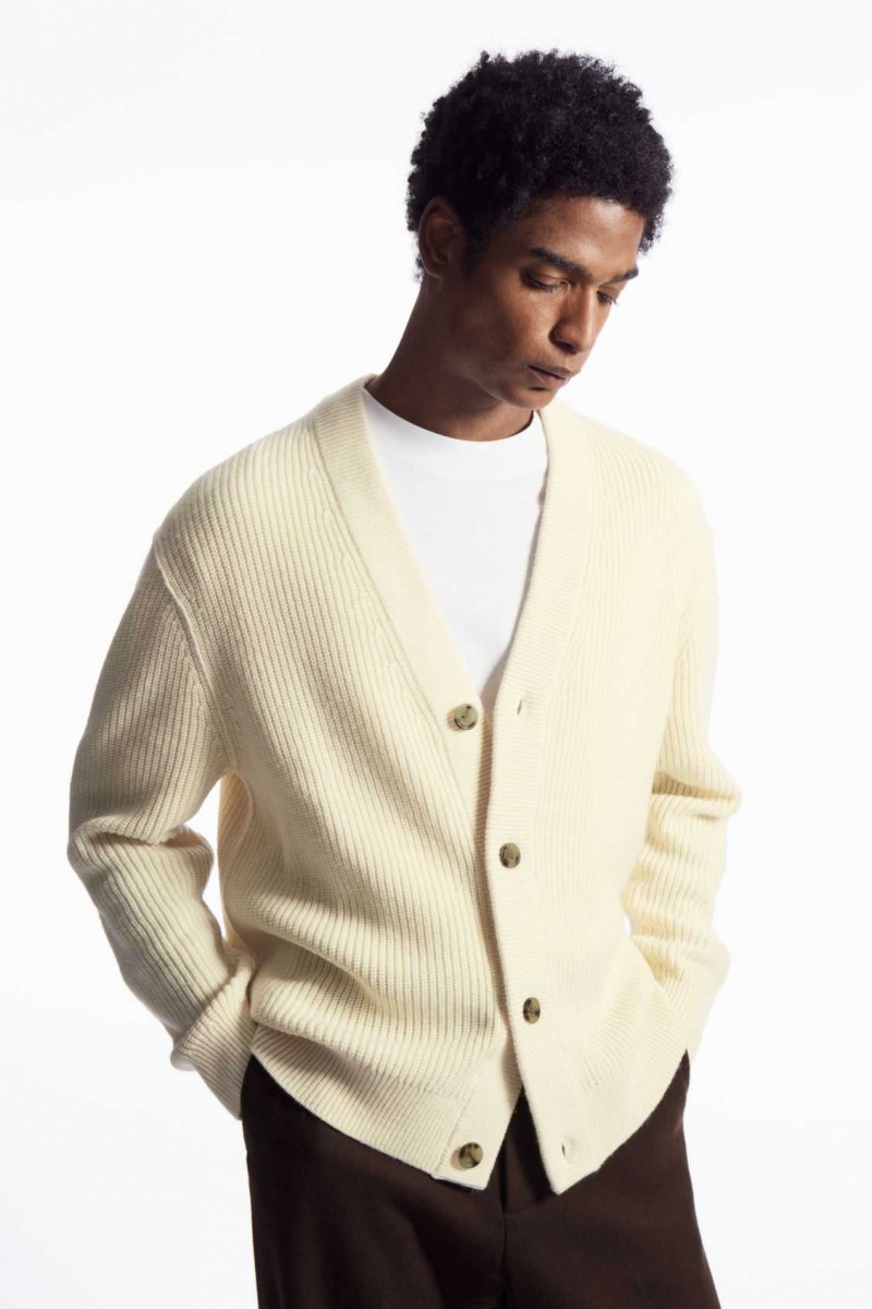 CREAM COS RIBBED WOOL AND CASHMERE CARDIGAN | BYD-730912