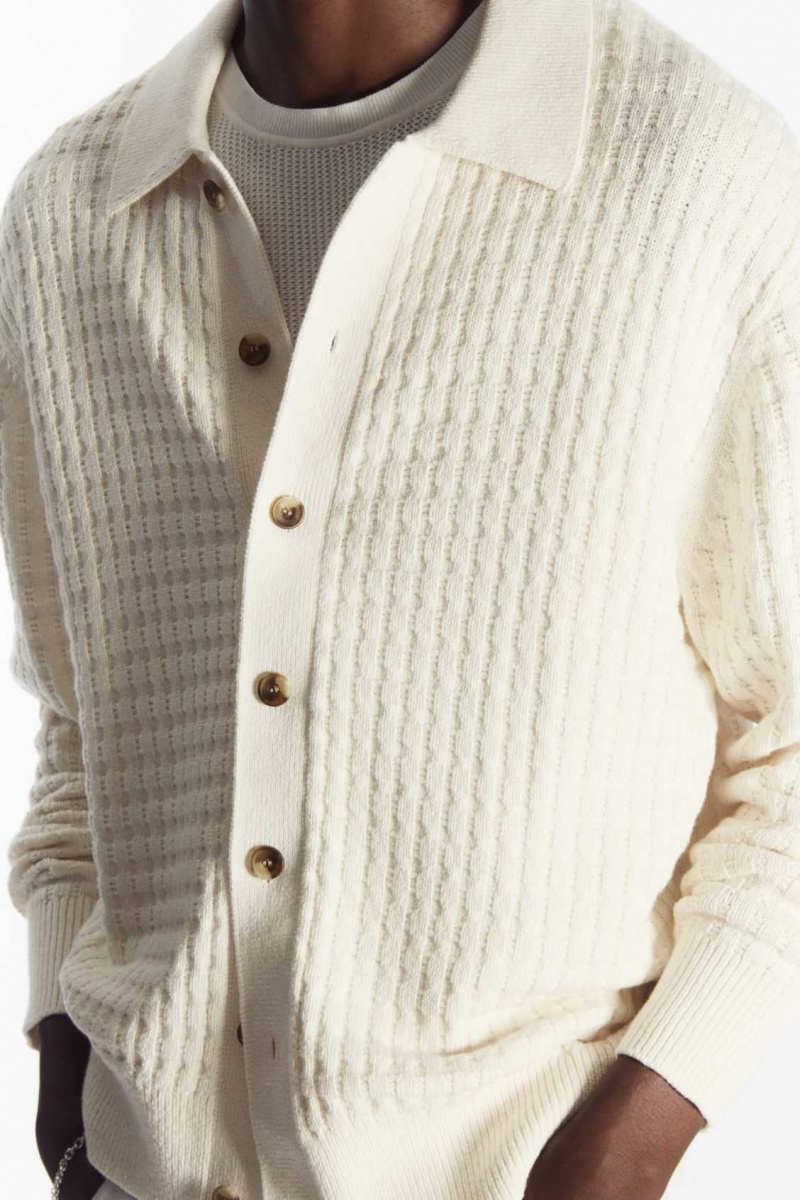 CREAM COS TEXTURED KNITTED CARDIGAN | VQL-079835