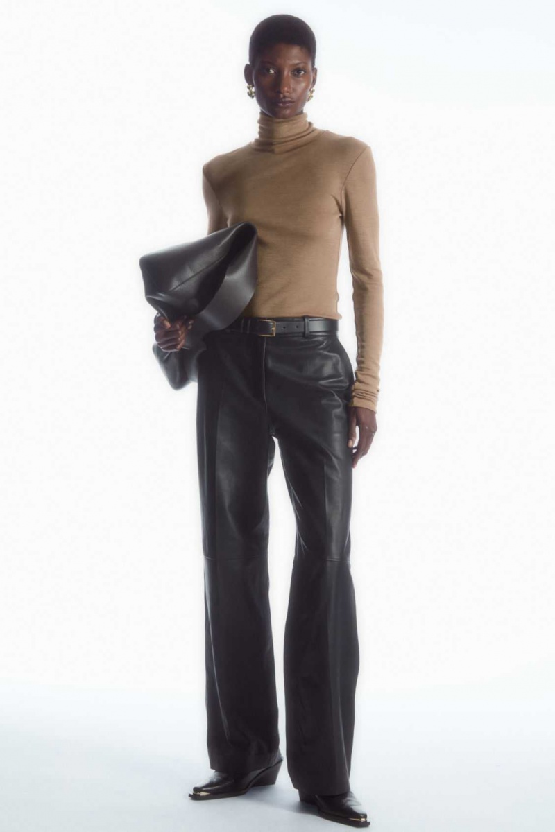 DARK BEIGE COS MERINO WOOL TURTLENECK TOP | TYZ-495763