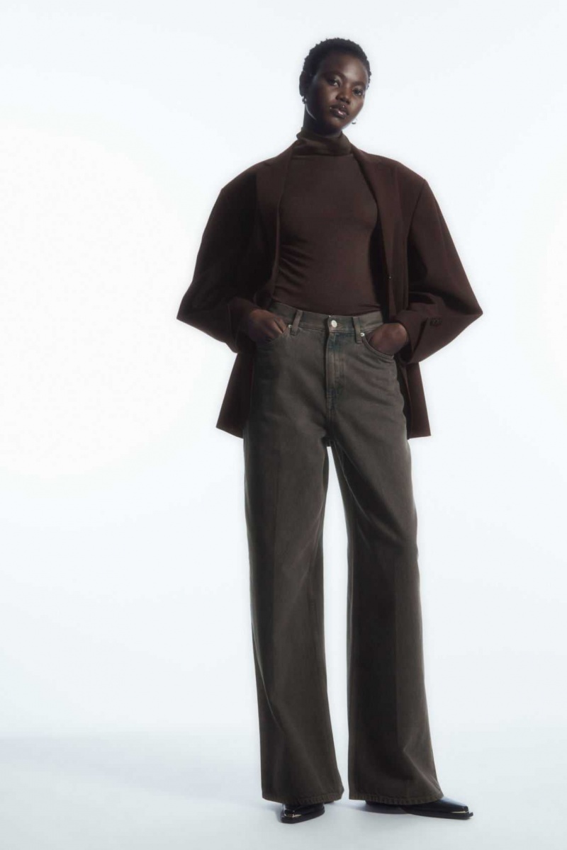 DARK BROWN COS MERINO WOOL TURTLENECK TOP | NBT-731054