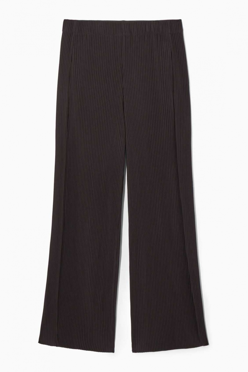 DARK BROWN COS PLEATED WIDE-LEG PANTS | AIK-395024