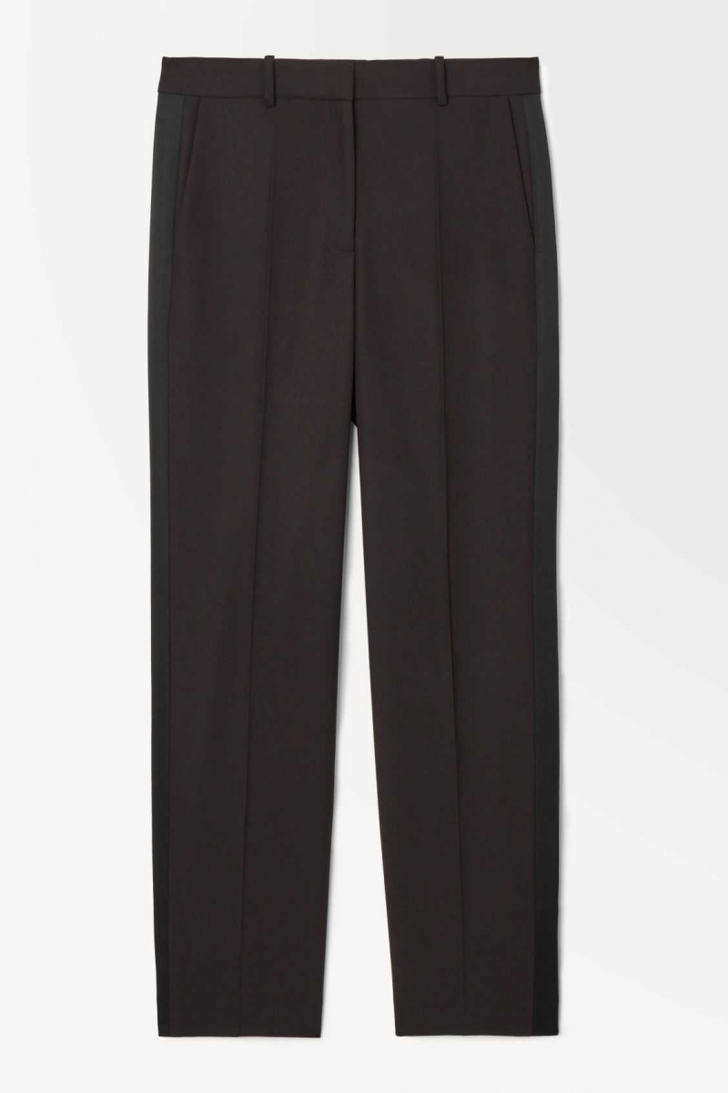 DARK BROWN COS THE TUXEDO-STRIPE TROUSERS | TPB-804937