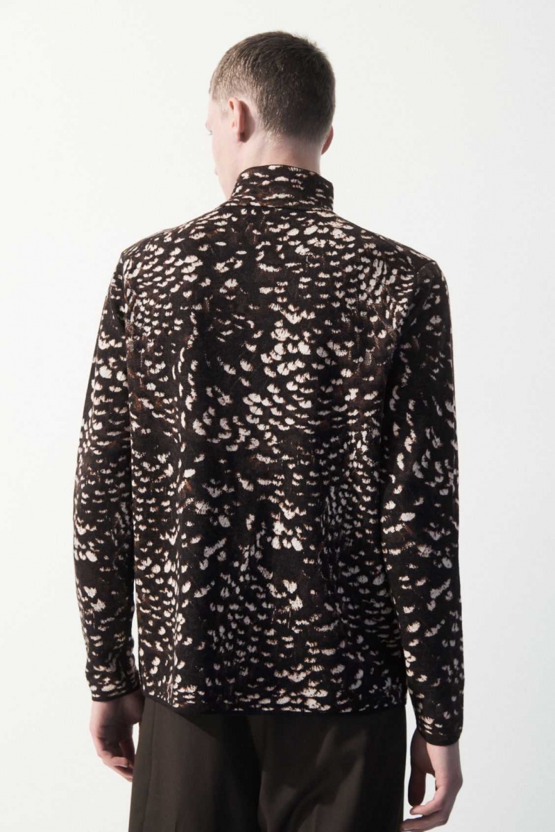 DARK BROWN / FEATHER PRINT COS THE FEATHER-JACQUARD JUMPER | ZRX-892734