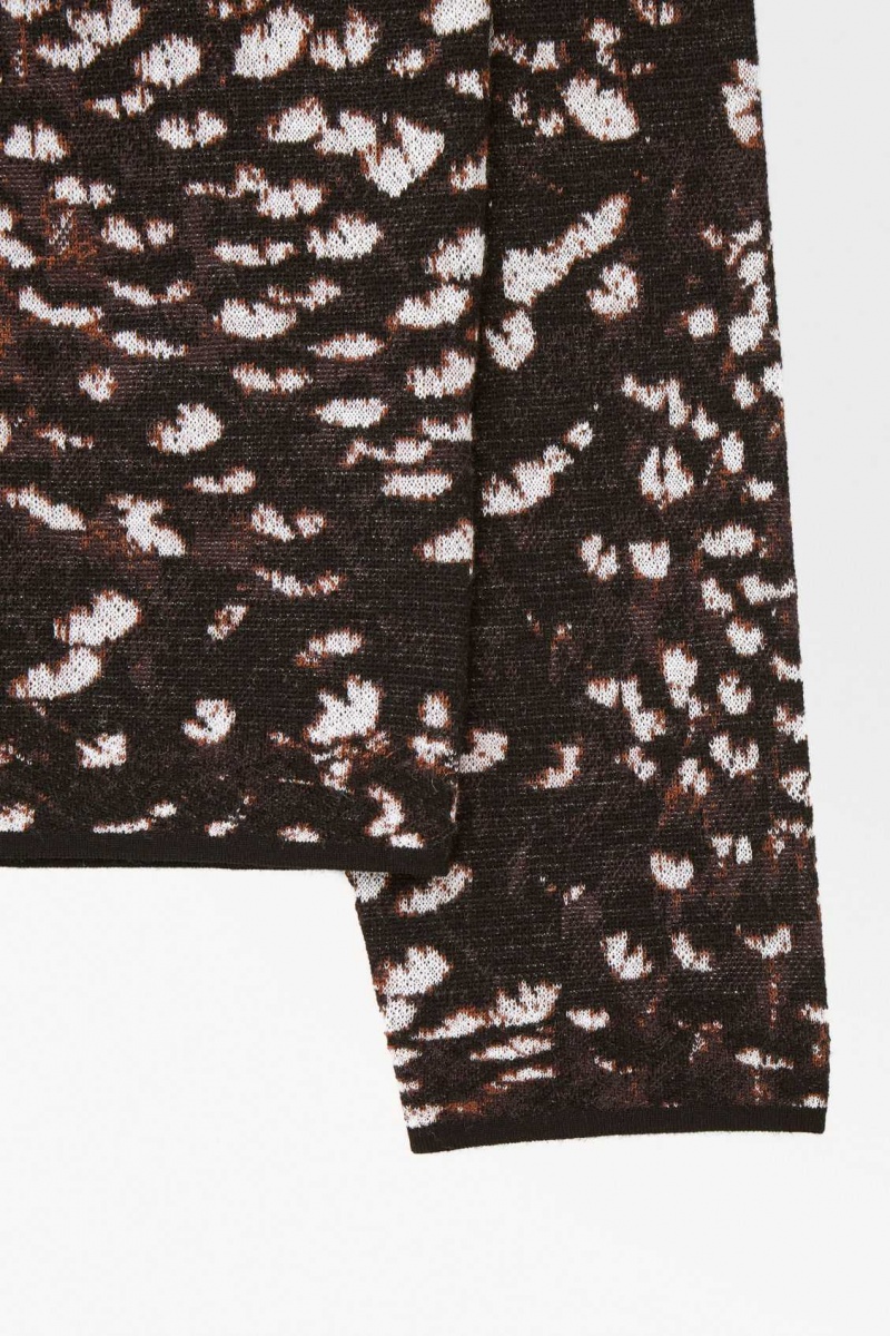 DARK BROWN / FEATHER PRINT COS THE FEATHER-JACQUARD JUMPER | ZRX-892734