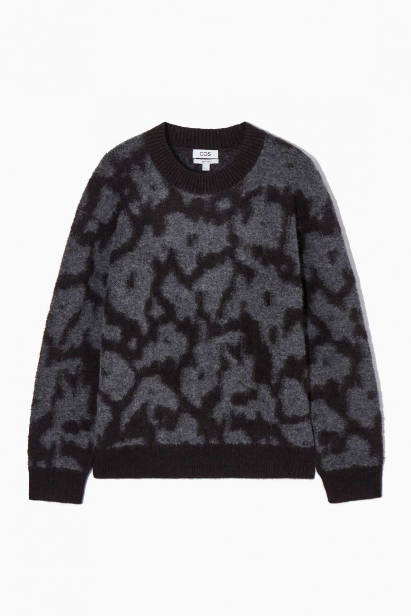 DARK BROWN / GREY COS ANIMAL-JACQUARD ALPACA-BLEND JUMPER | LCJ-371269