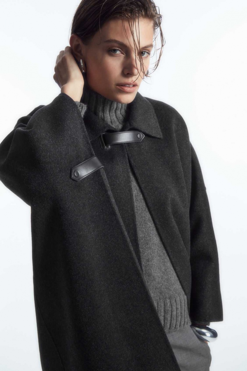 DARK GRAY COS DOUBLE-FACED WOOL CAPE | CFE-192037