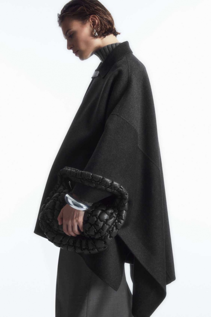 DARK GRAY COS DOUBLE-FACED WOOL CAPE | CFE-192037