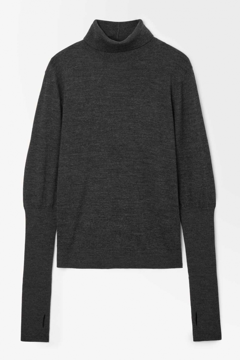 DARK GRAY COS THE WOOL ROLL-NECK SWEATER | TLZ-830917