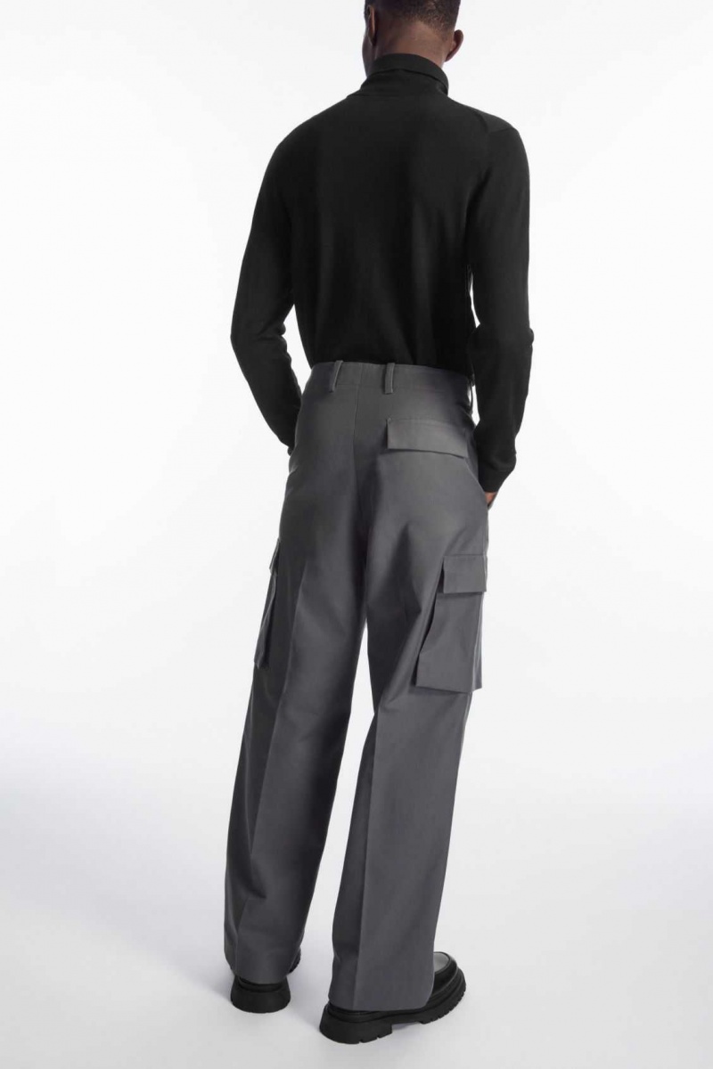 DARK GRAY COS WIDE-LEG CARGO PANTS | XMB-658972