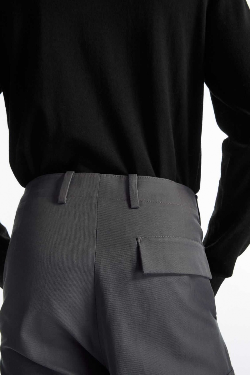 DARK GRAY COS WIDE-LEG CARGO PANTS | XMB-658972