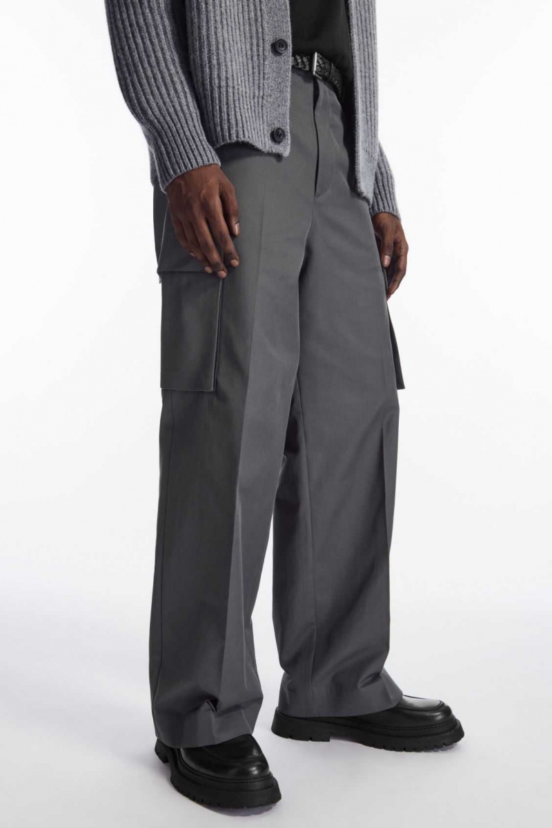 DARK GRAY COS WIDE-LEG CARGO PANTS | XMB-658972