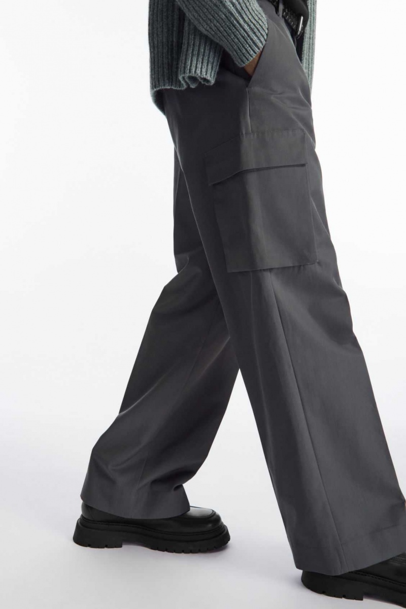 DARK GRAY COS WIDE-LEG CARGO PANTS | XMB-658972