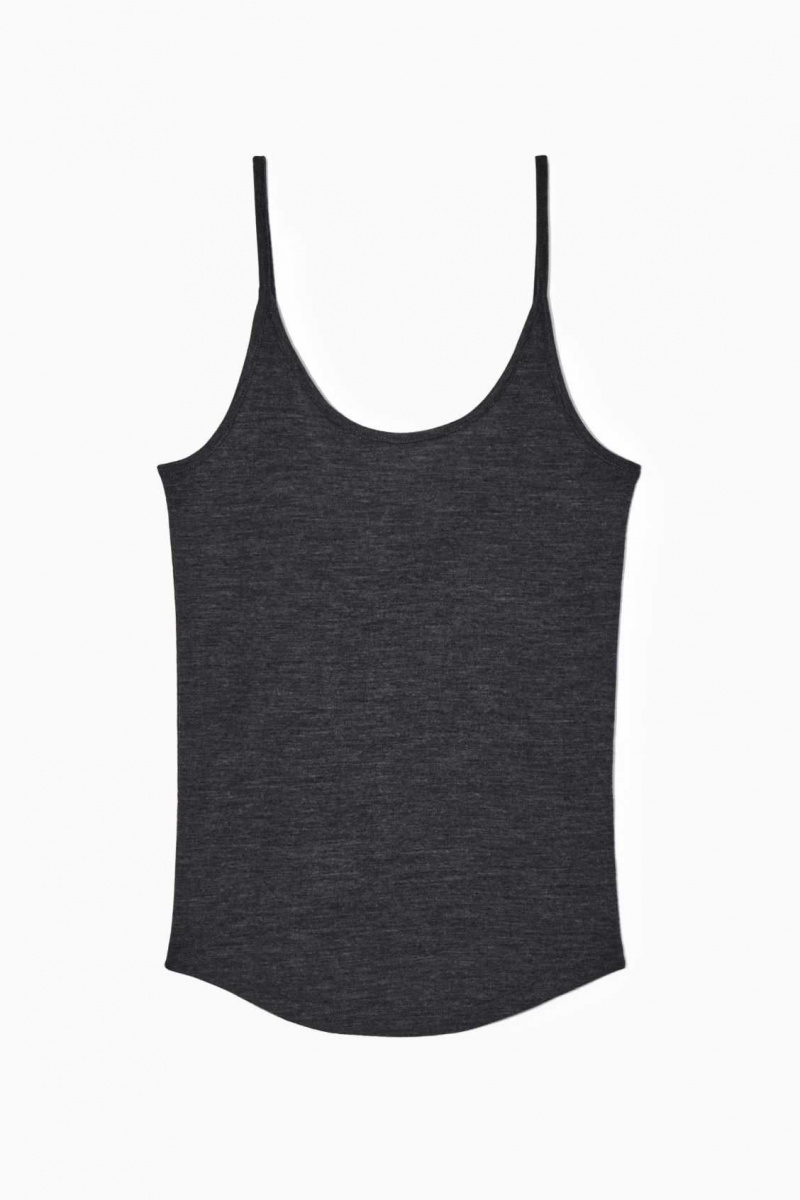 DARK GRAY MÉLANGE COS SCOOP-NECK MERINO WOOL TANK TOP | FAC-241830