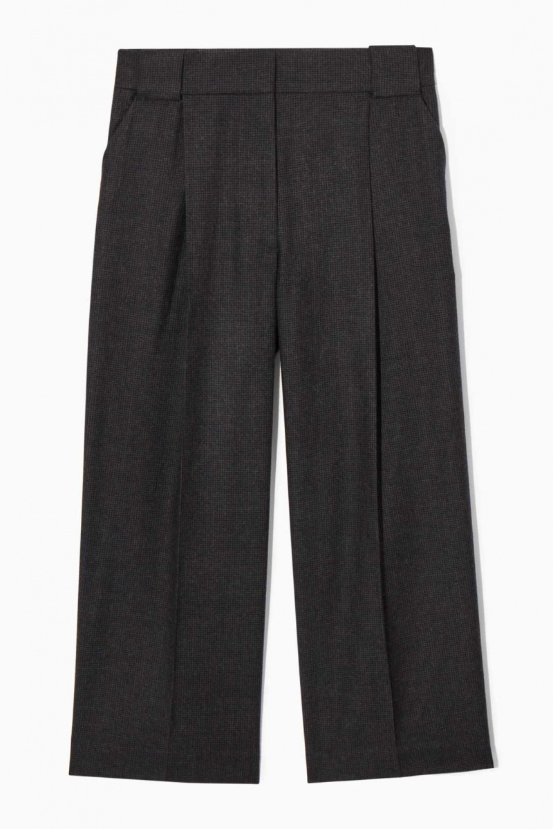 DARK GRAY / CHECKED COS TAILORED WOOL-FLANNEL CULOTTES | WIL-872409