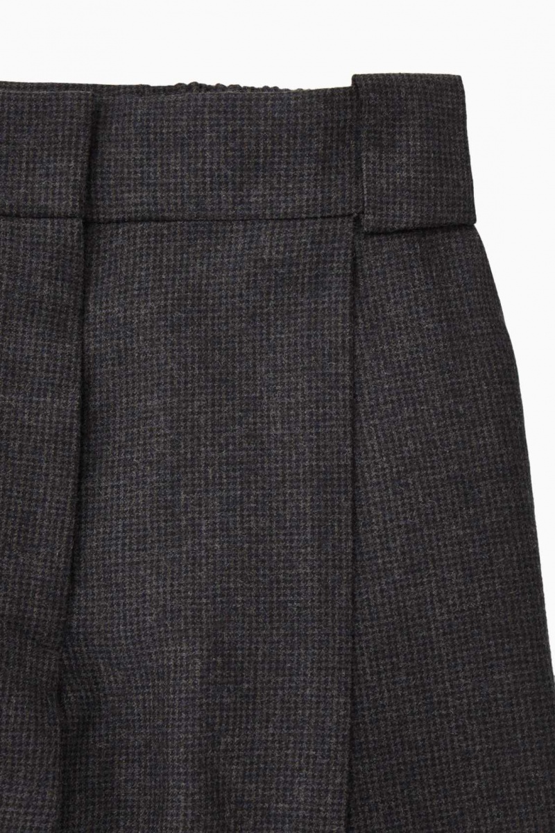 DARK GRAY / CHECKED COS TAILORED WOOL-FLANNEL CULOTTES | WIL-872409