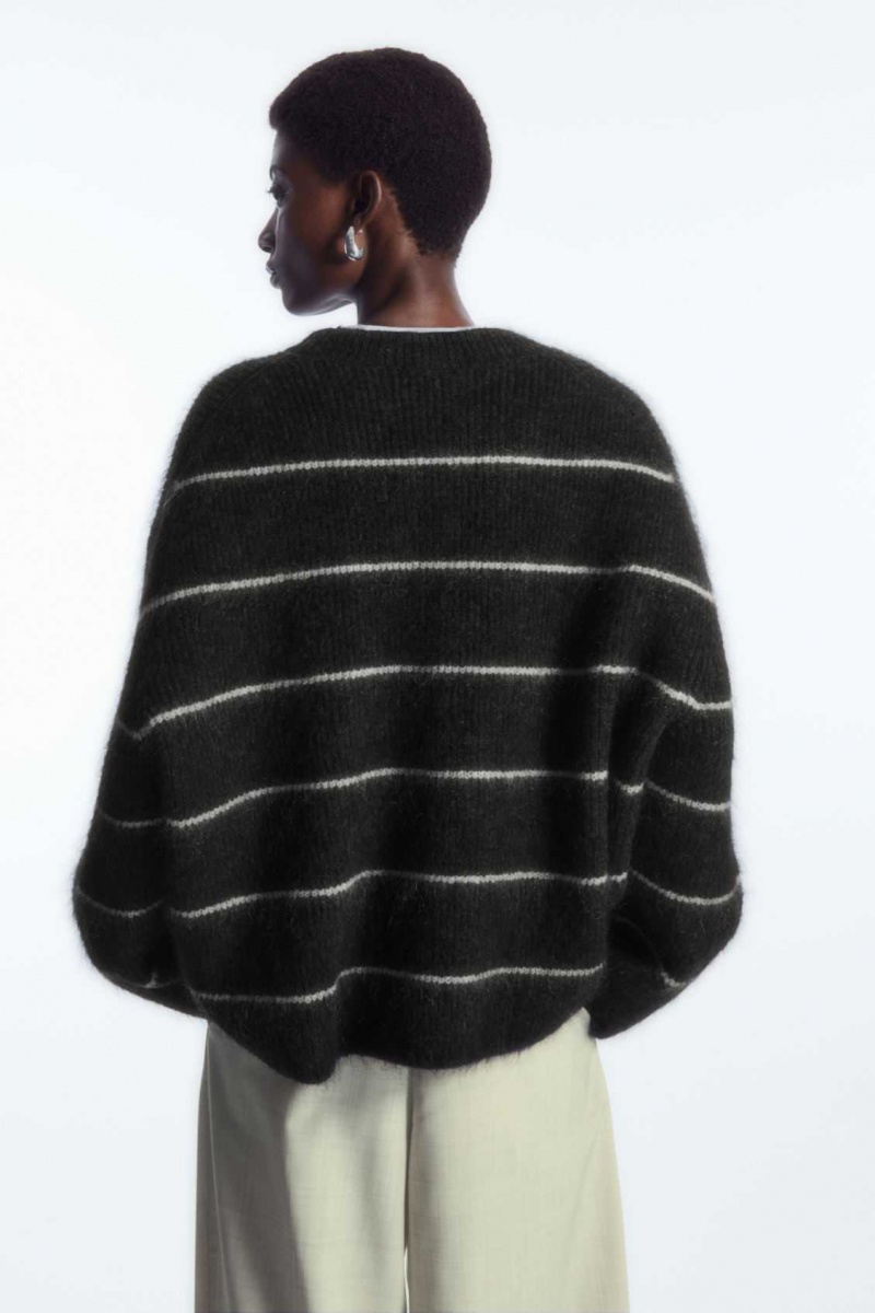 DARK GRAY / STRIPED COS TEXTURED MOHAIR-BLEND SWEATER | ENP-439051