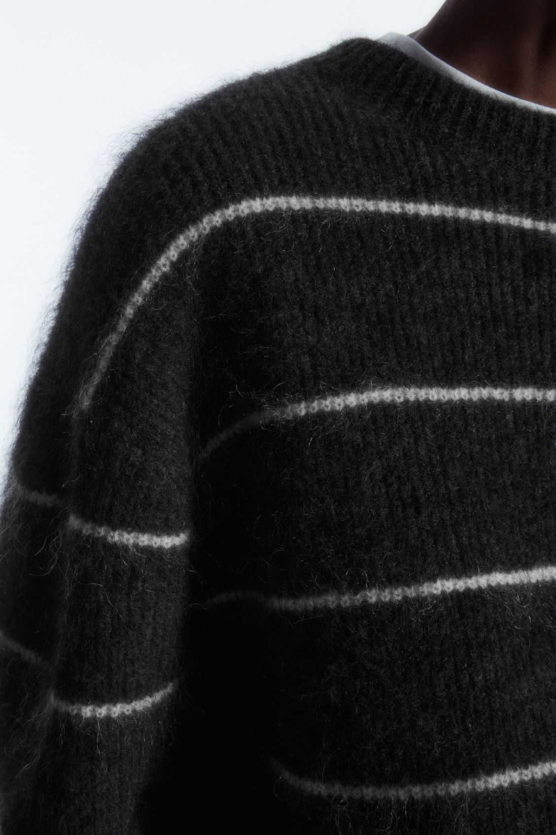 DARK GRAY / STRIPED COS TEXTURED MOHAIR-BLEND SWEATER | ENP-439051