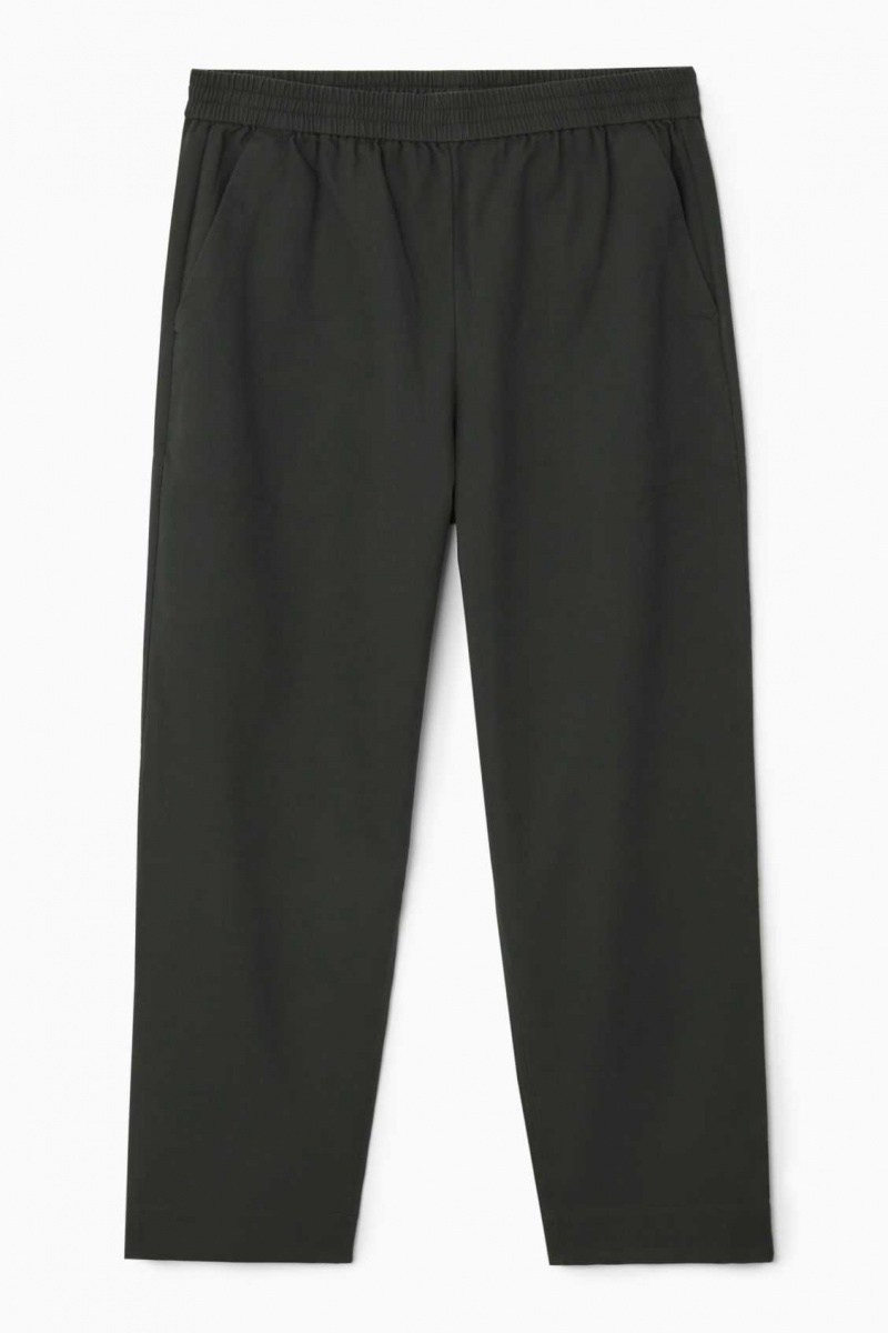 DARK GREEN COS ELASTICATED TWILL PANTS | MDS-975430