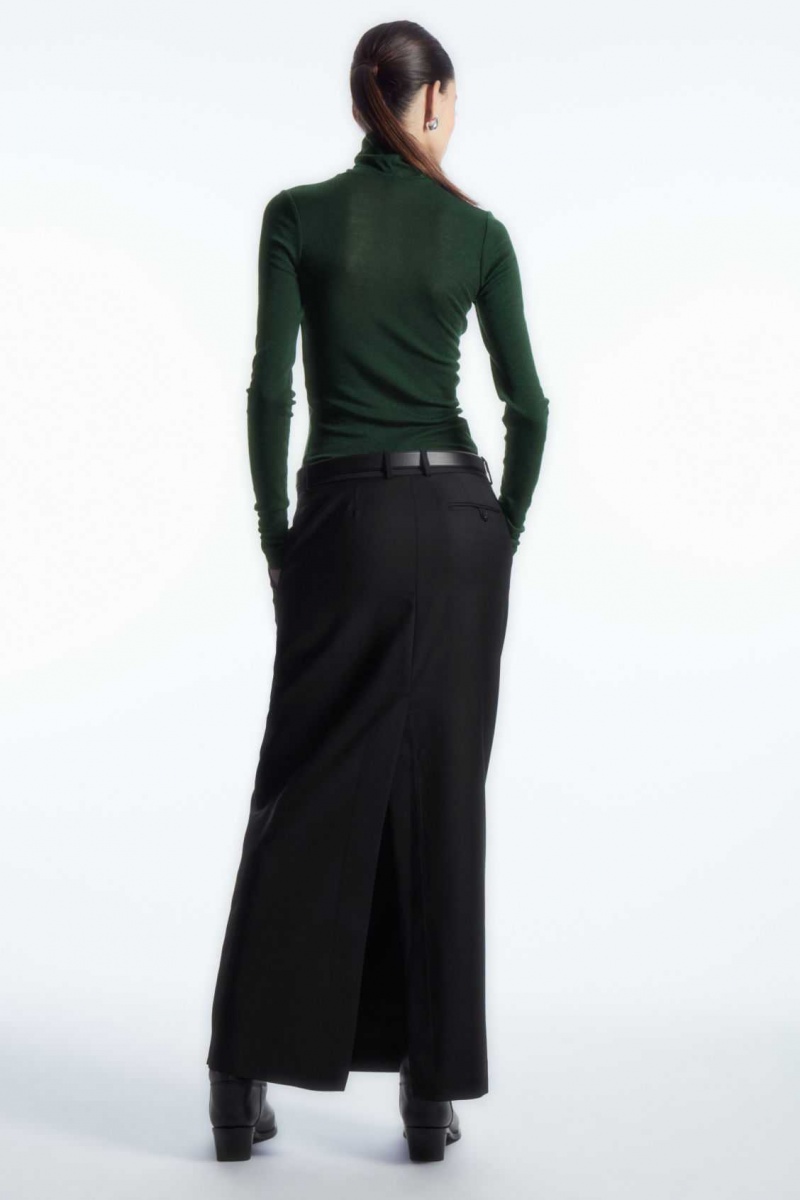 DARK GREEN COS MERINO WOOL TURTLENECK TOP | OKI-081392