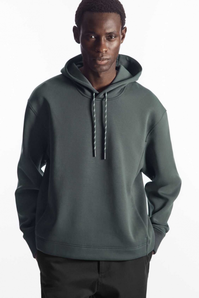 DARK GREEN COS RELAXED-FIT SCUBA HOODIE | VBJ-395642