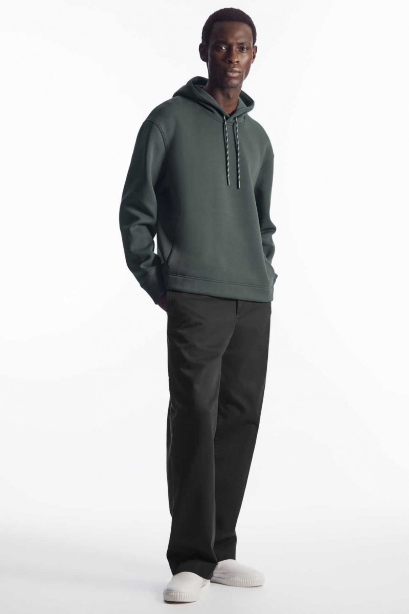 DARK GREEN COS RELAXED-FIT SCUBA HOODIE | VBJ-395642