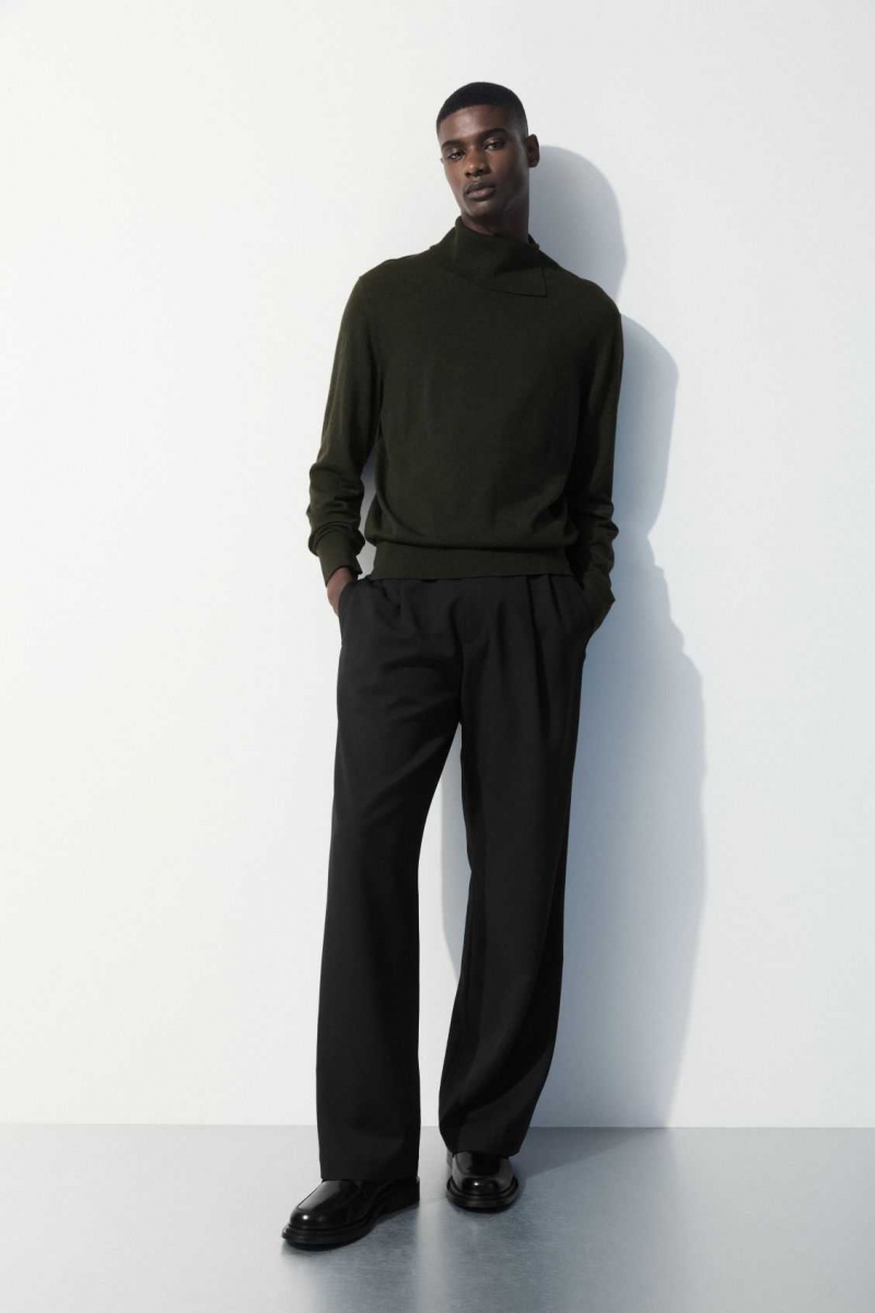 DARK GREEN COS THE MERINO WOOL ROLL-NECK JUMPER | CDZ-267431