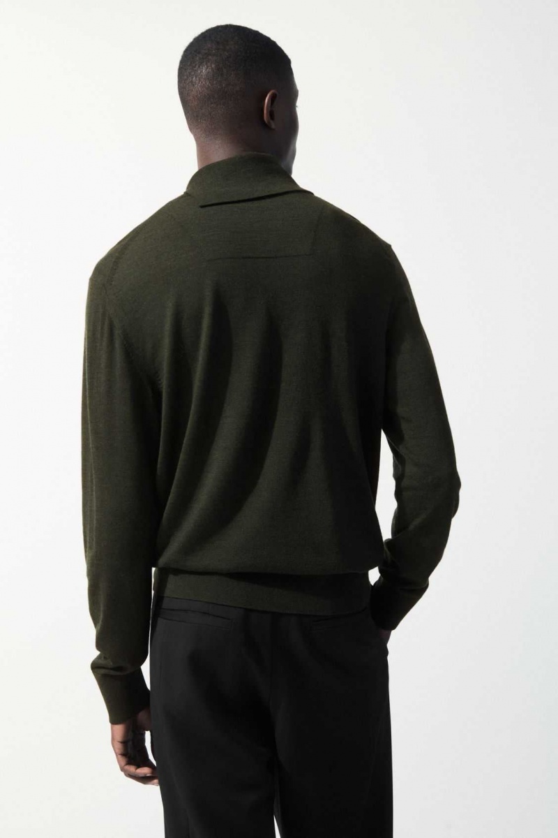 DARK GREEN COS THE MERINO WOOL ROLL-NECK JUMPER | CDZ-267431