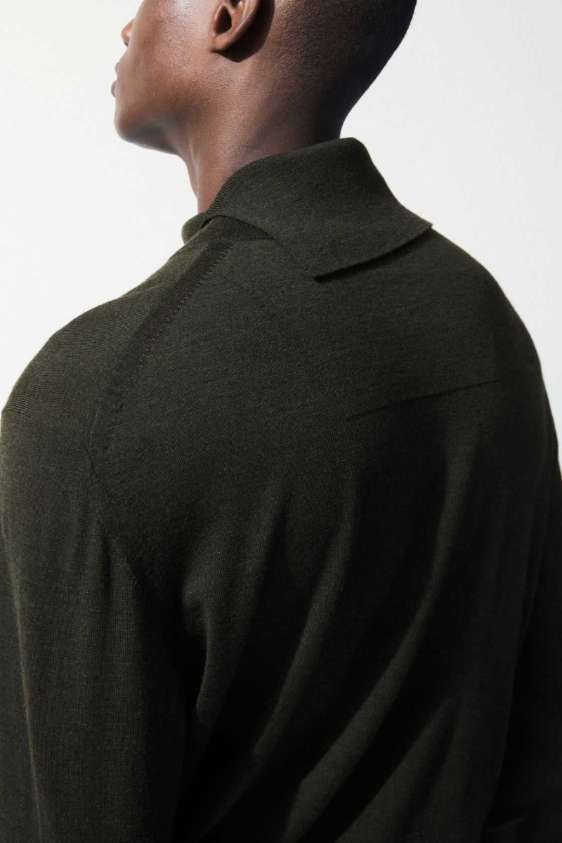 DARK GREEN COS THE MERINO WOOL ROLL-NECK JUMPER | CDZ-267431