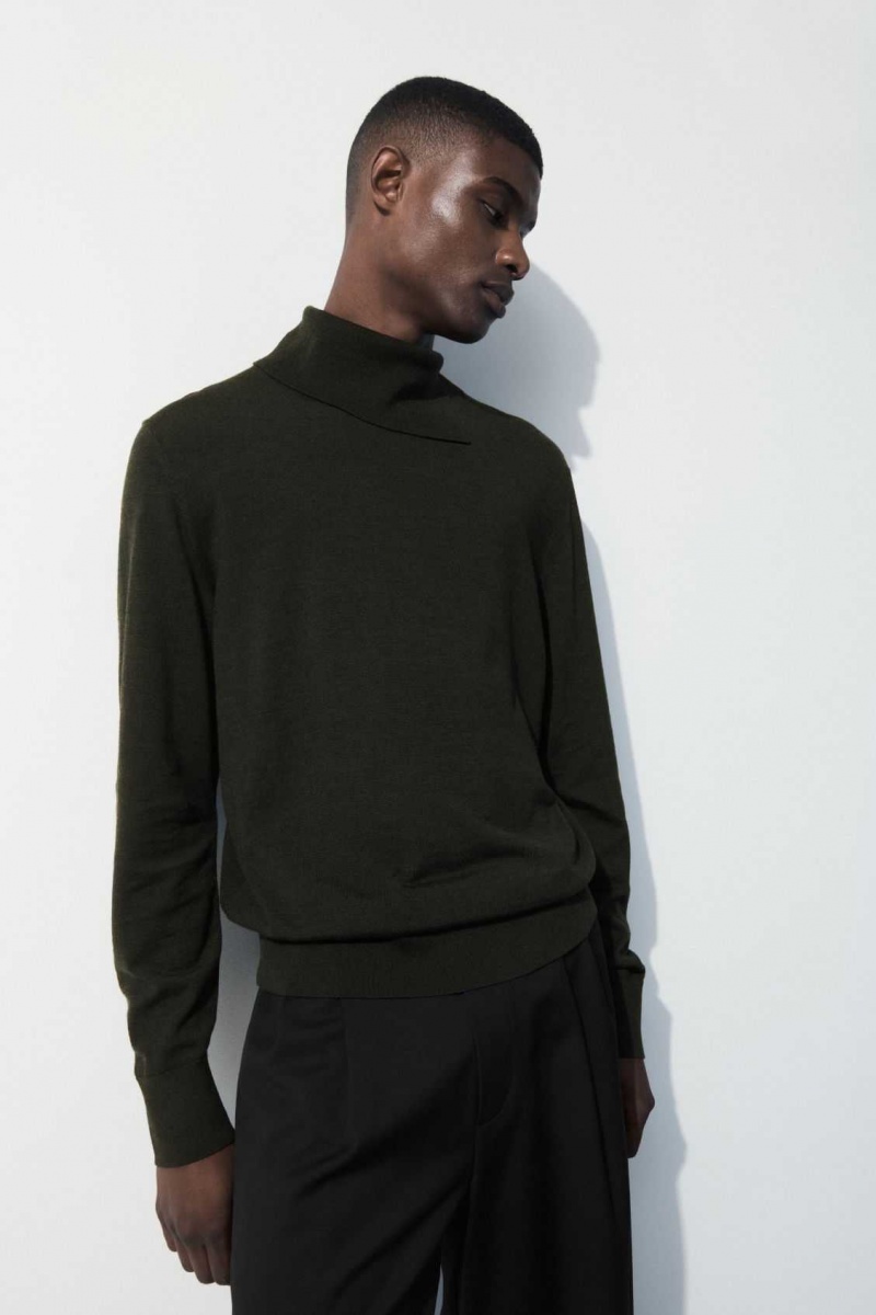 DARK GREEN COS THE MERINO WOOL ROLL-NECK JUMPER | CDZ-267431