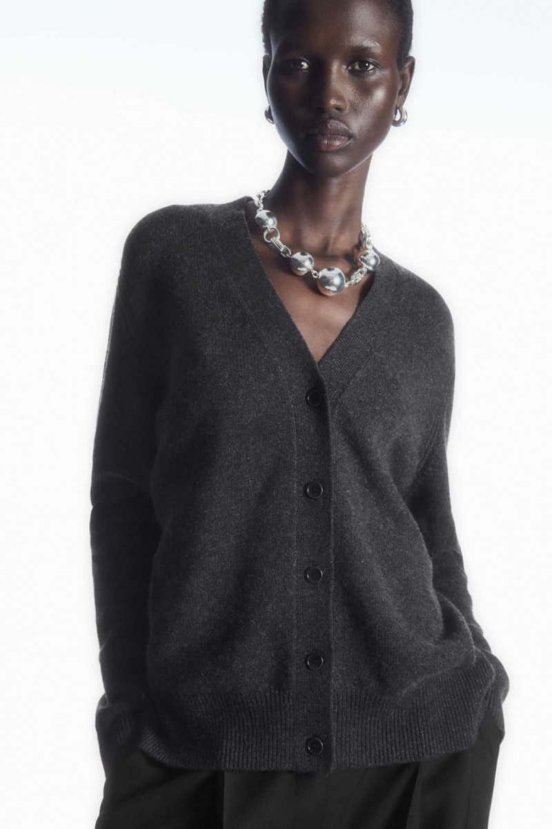 DARK GREY COS PURE CASHMERE CARDIGAN | CBR-834916