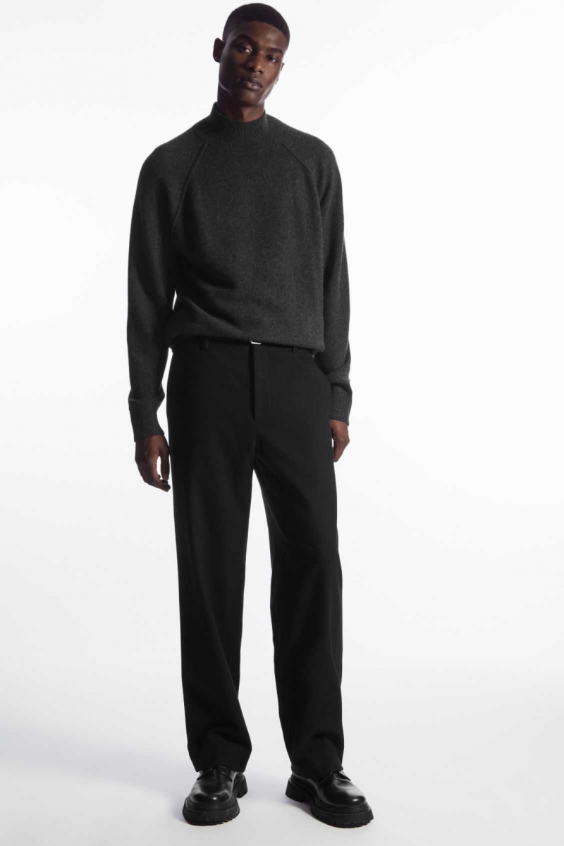 DARK GREY COS PURE CASHMERE FUNNEL-NECK JUMPER | QIL-926348