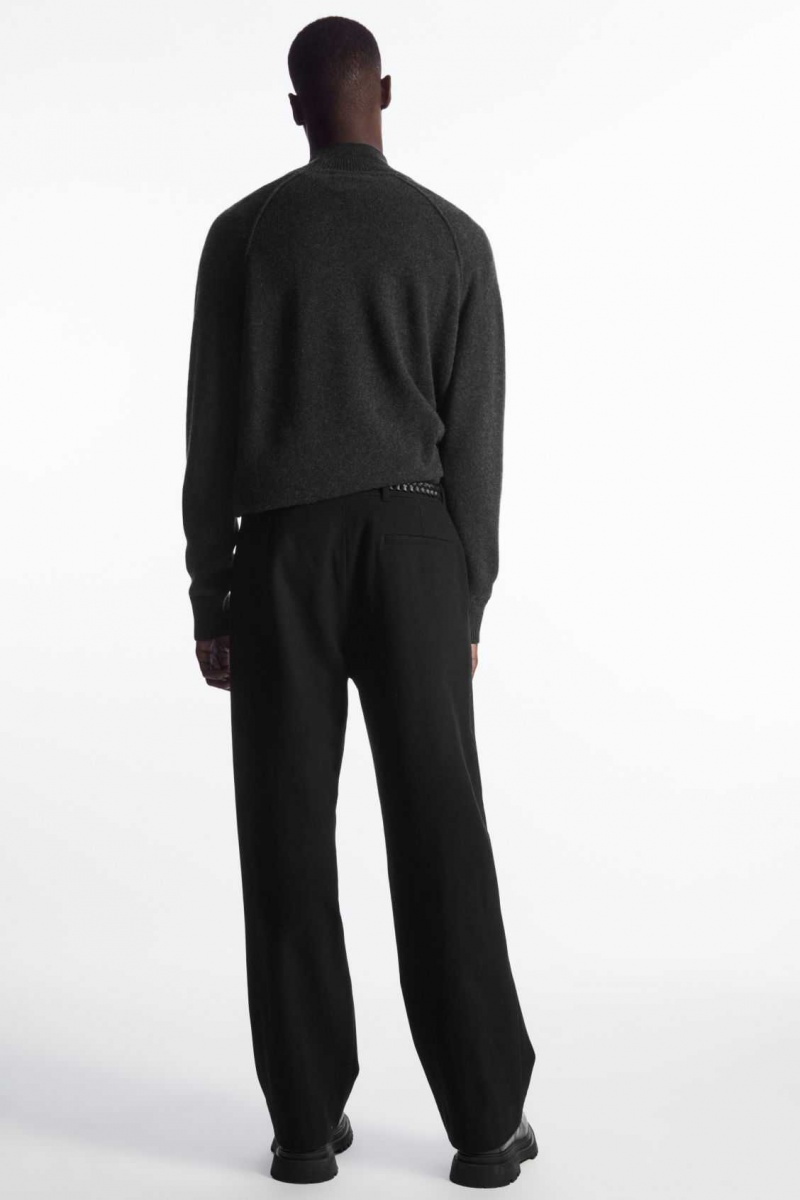 DARK GREY COS PURE CASHMERE FUNNEL-NECK JUMPER | QIL-926348