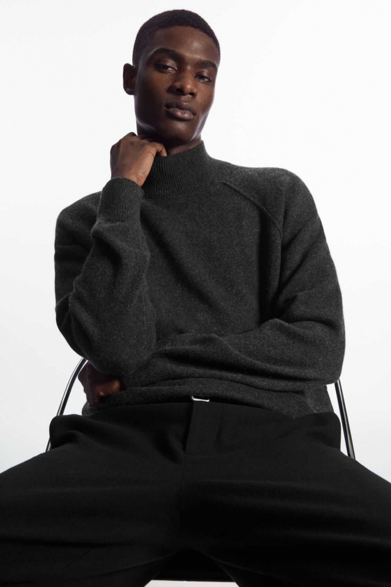 DARK GREY COS PURE CASHMERE FUNNEL-NECK JUMPER | QIL-926348