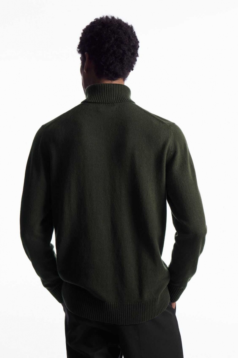 DARK KHAKI COS WOOL-CASHMERE TURTLENECK SWEATER | BDE-756293