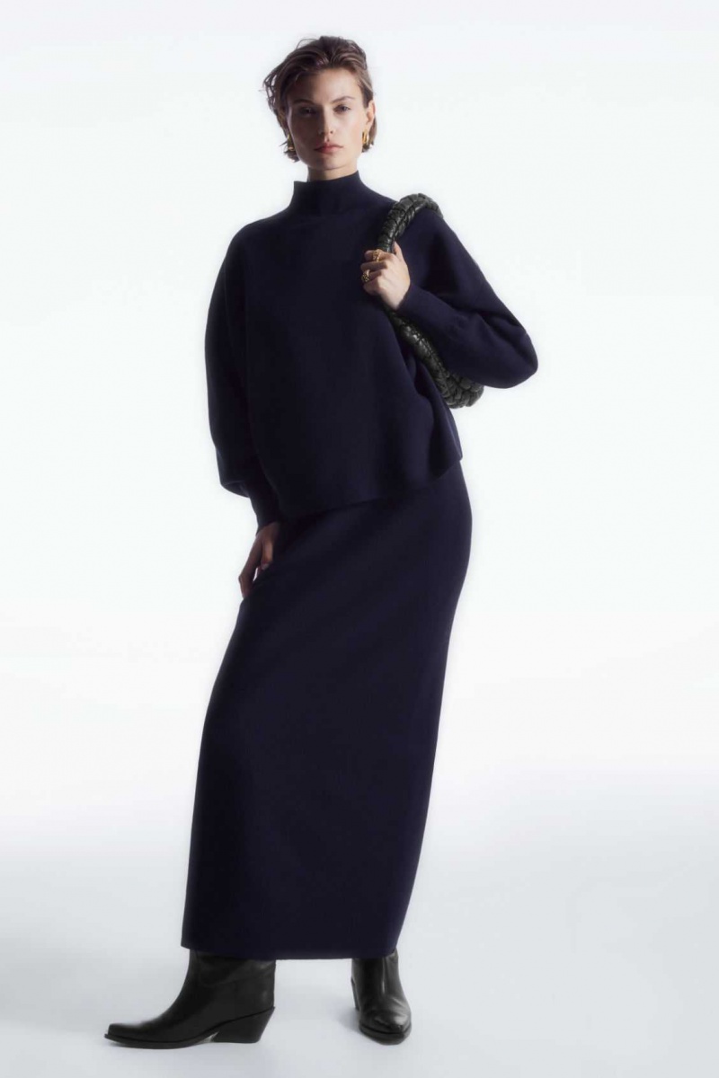 DARK NAVY COS DOUBLE-FACED WOOL TURTLENECK SWEATER | HLX-284391