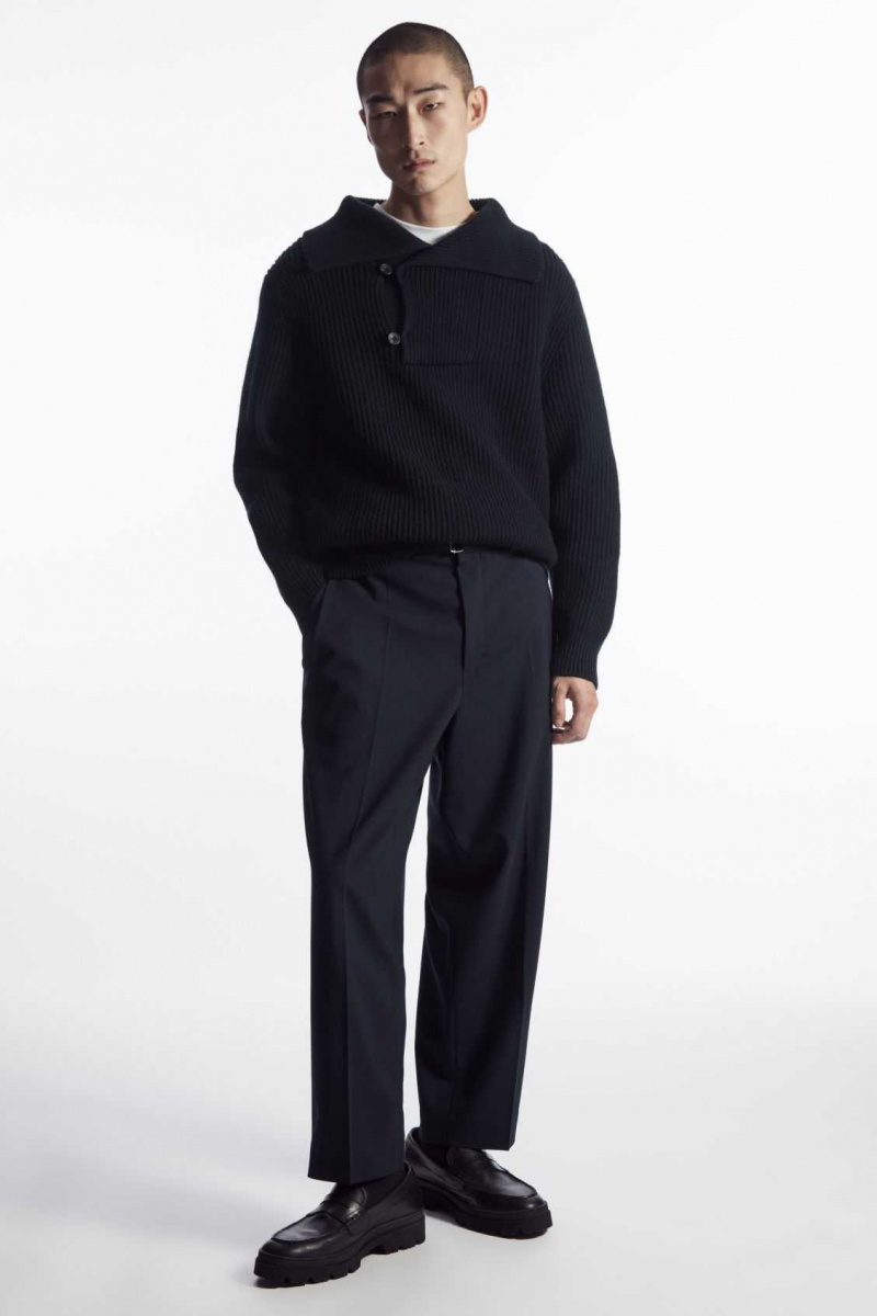 DARK NAVY COS SAILOR-COLLAR WOOL SWEATER | GUX-936548