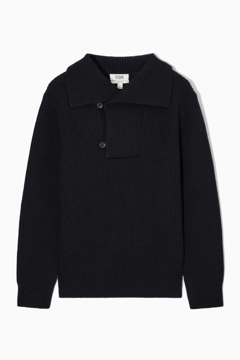 DARK NAVY COS SAILOR-COLLAR WOOL SWEATER | GUX-936548