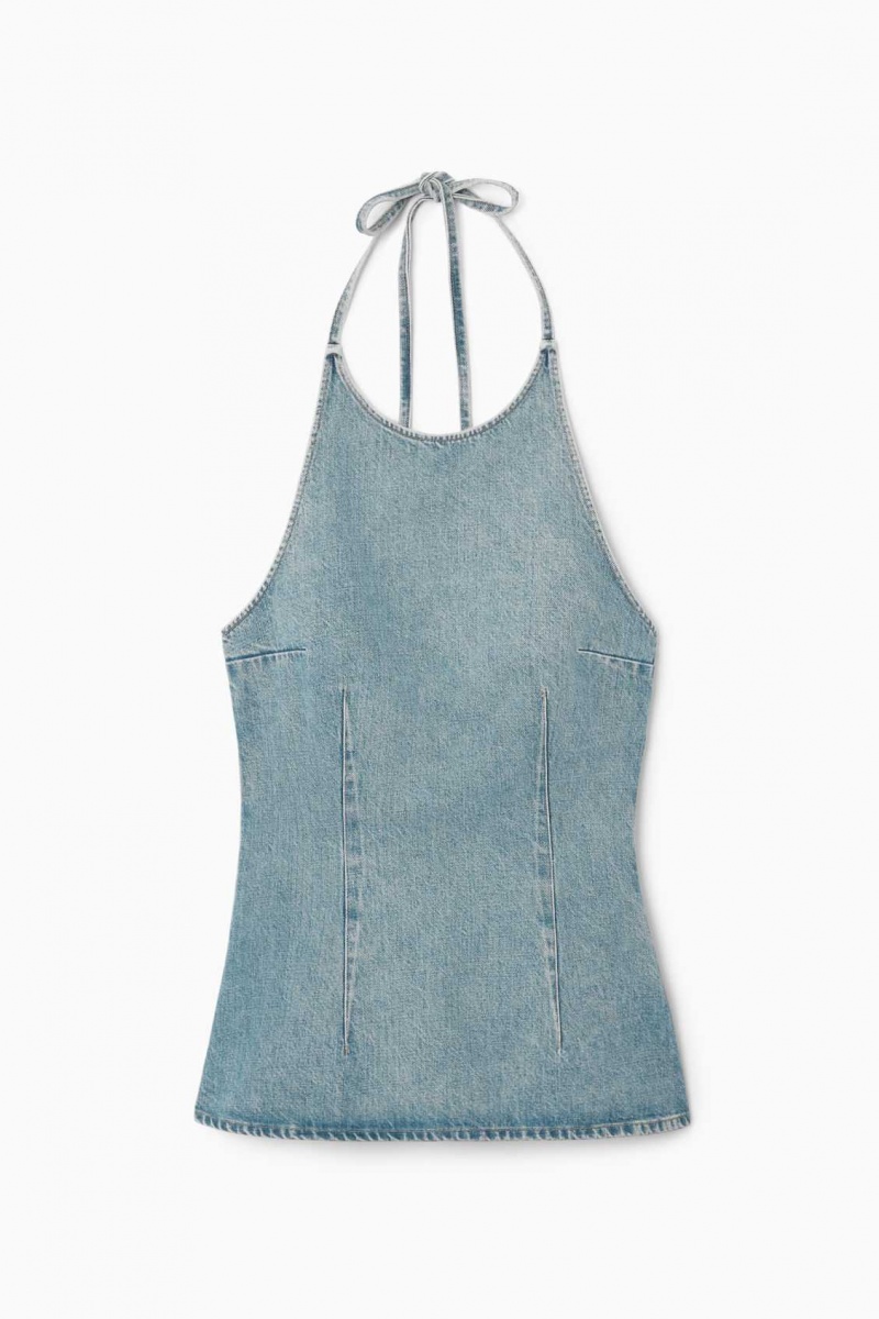 DUSTY BLUE COS DENIM HALTERNECK TOP | ABX-039486