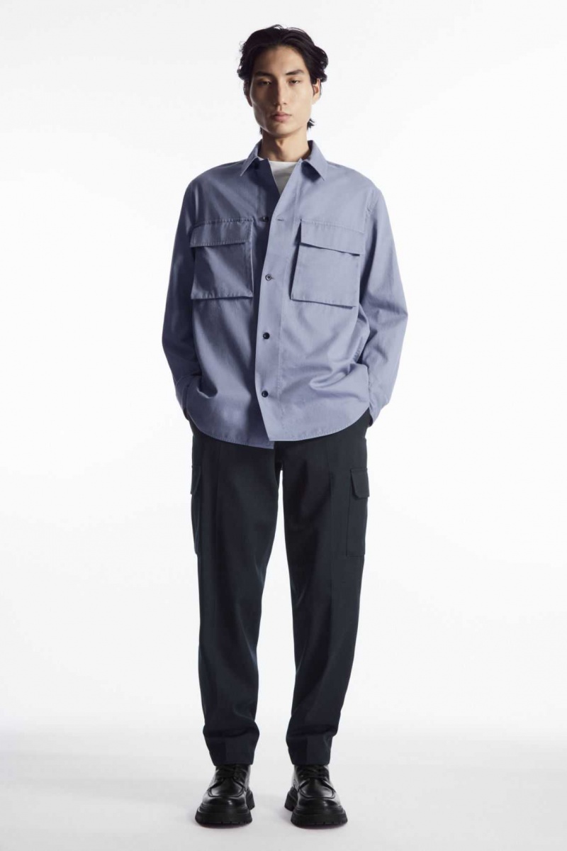 DUSTY BLUE COS OVERSIZED UTILITY SHIRT | HRY-436089