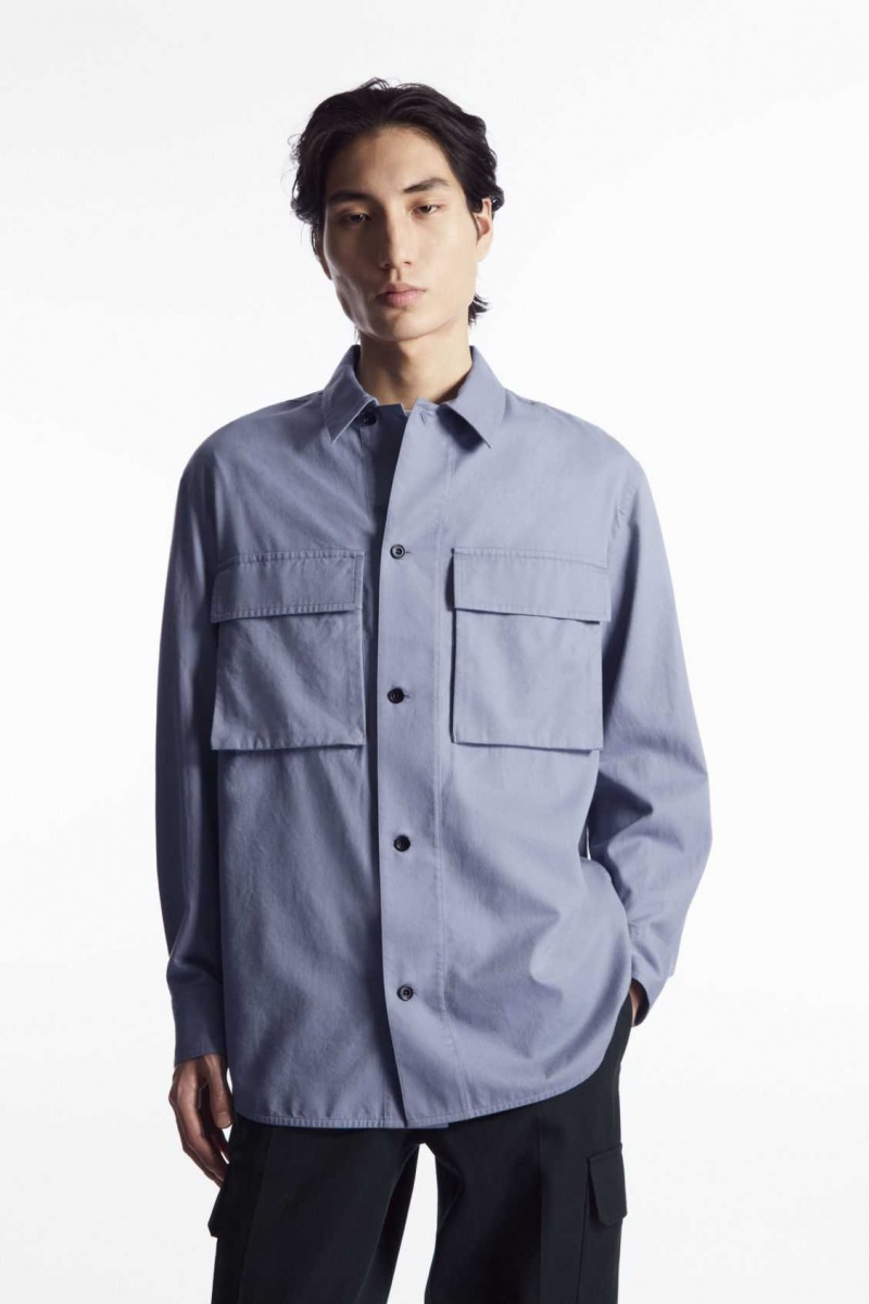 DUSTY BLUE COS OVERSIZED UTILITY SHIRT | HRY-436089