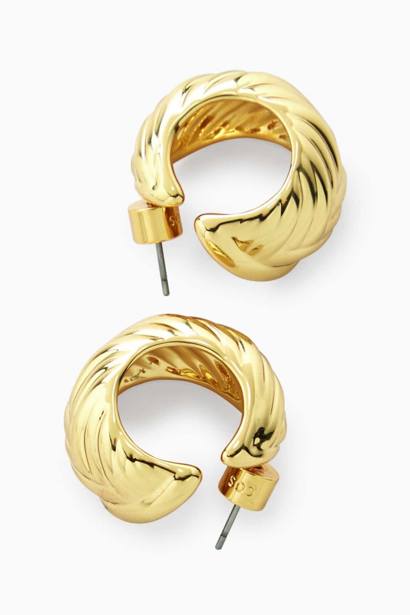 GOLD COS CHUNKY PLAIT HOOP EARRINGS | KYS-814375