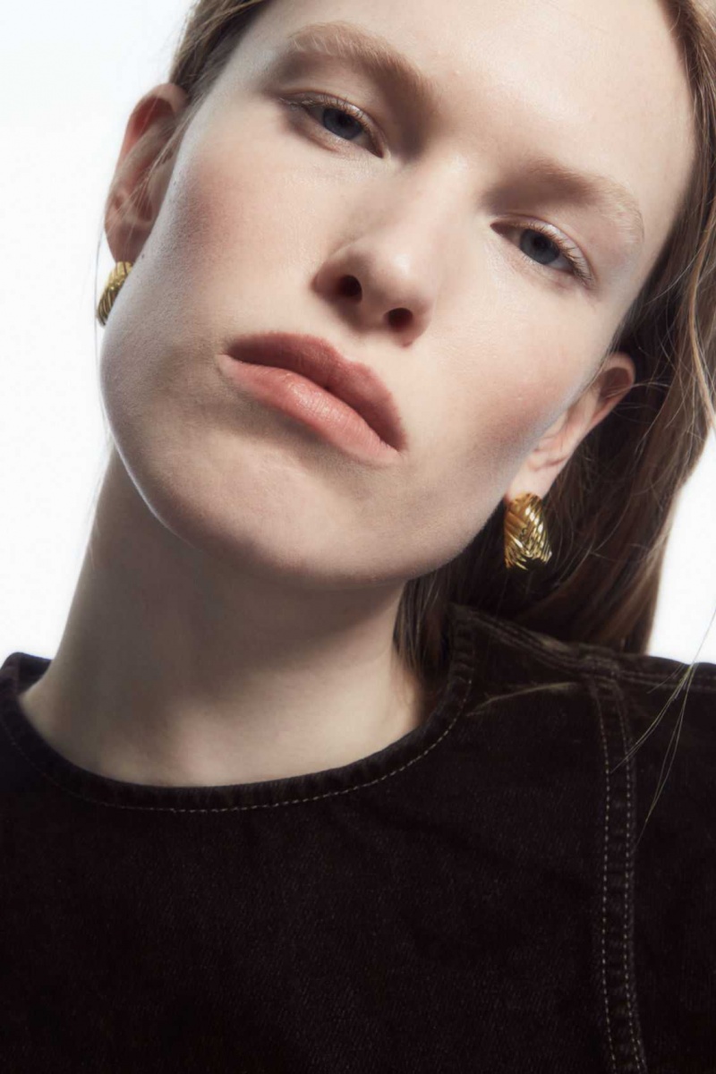 GOLD COS CHUNKY PLAIT HOOP EARRINGS | KYS-814375