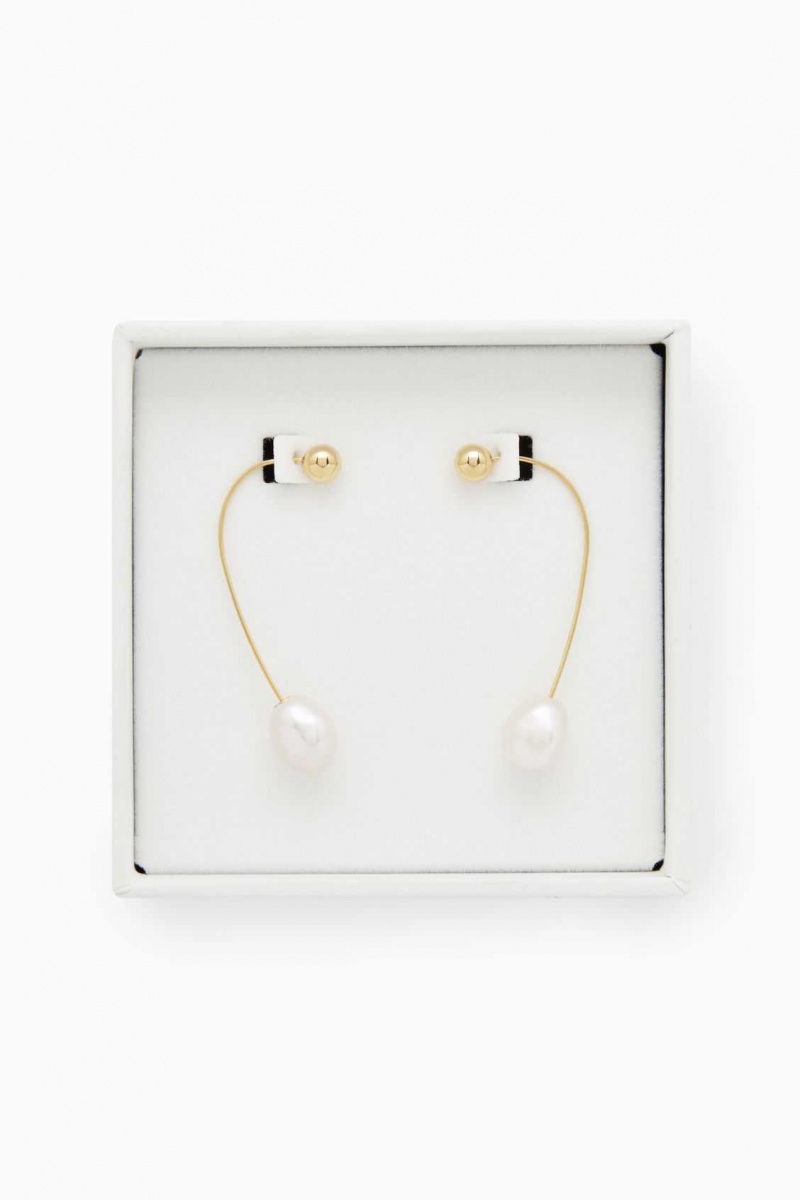 GOLD COS GOLD VERMEIL FRESHWATER PEARL DROP EARRINGS | KEY-183670