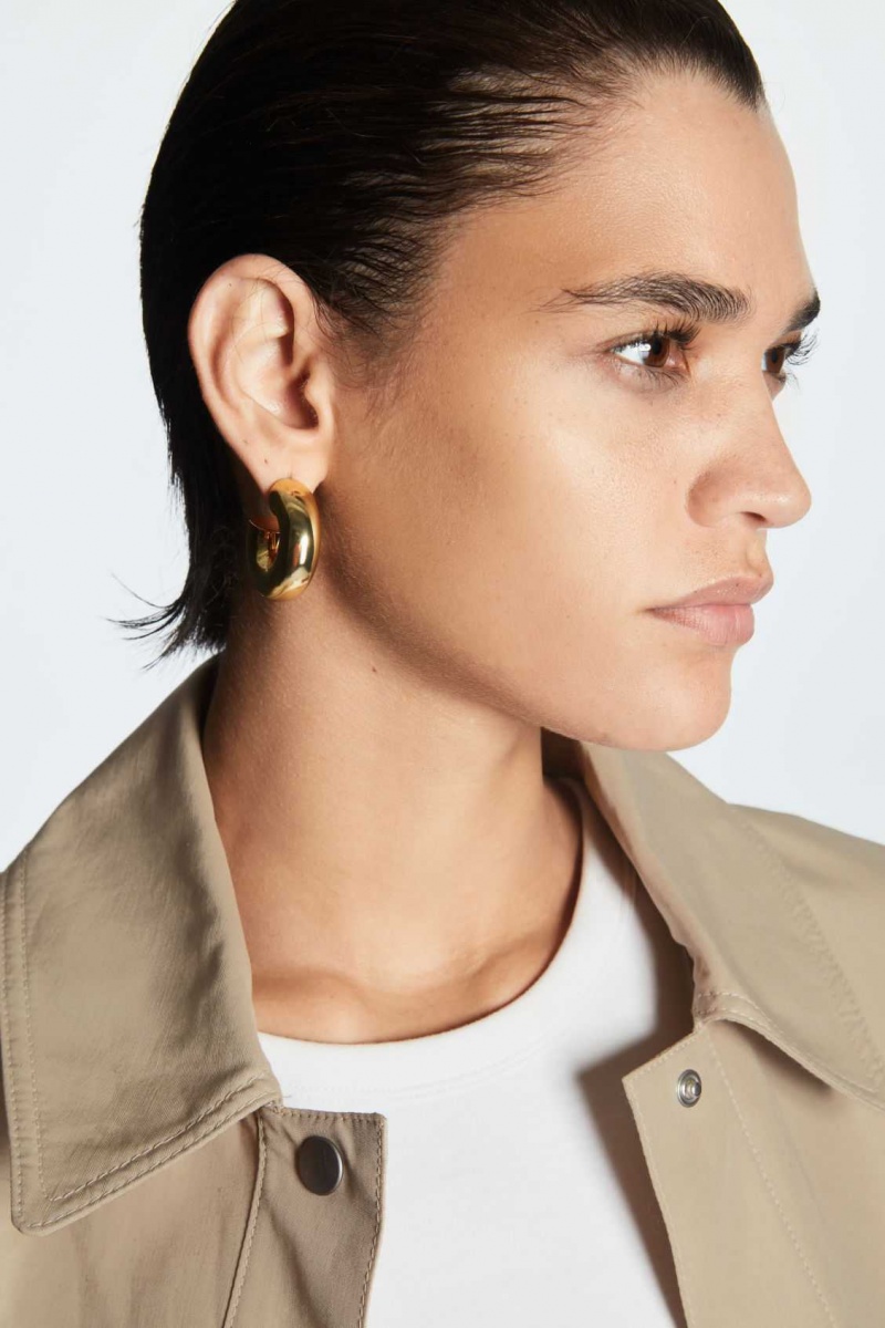 GOLD COS LARGE CHUNKY HOOP EARRINGS | POD-689027