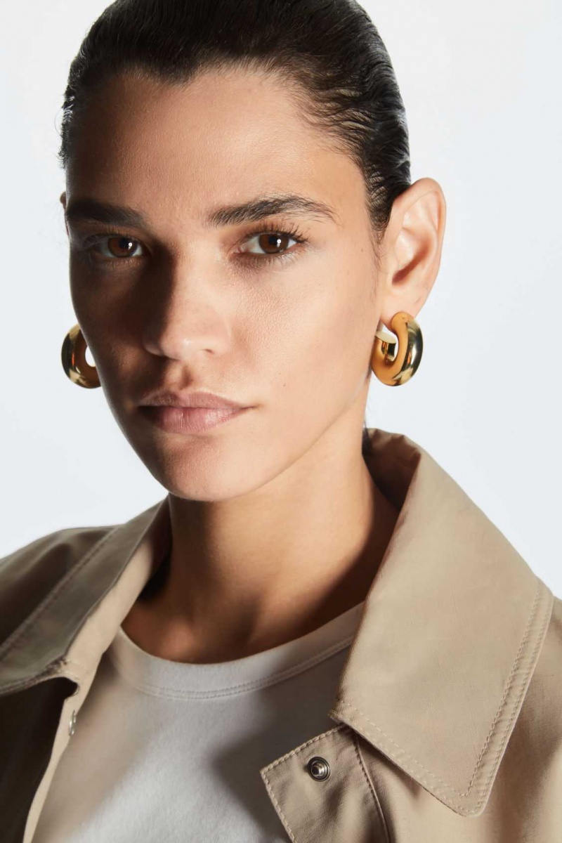 GOLD COS LARGE CHUNKY HOOP EARRINGS | POD-689027