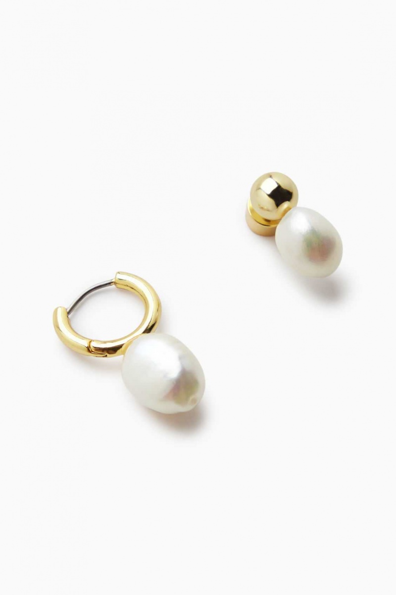 GOLD COS MISMATCHED PEARL EARRINGS | AHO-201365