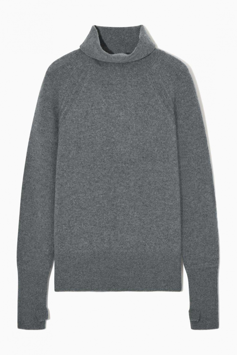 GRAY COS PURE CASHMERE TURTLENECK SWEATER | XAI-178624