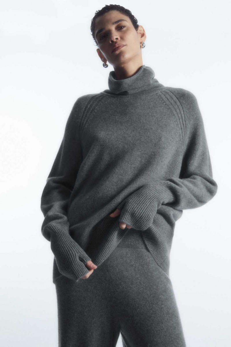 GRAY COS PURE CASHMERE TURTLENECK SWEATER | XAI-178624