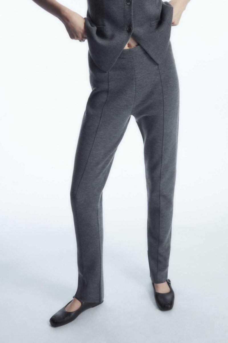 GRAY COS SLIM-FIT KNITTED PANTS | ZIG-875314