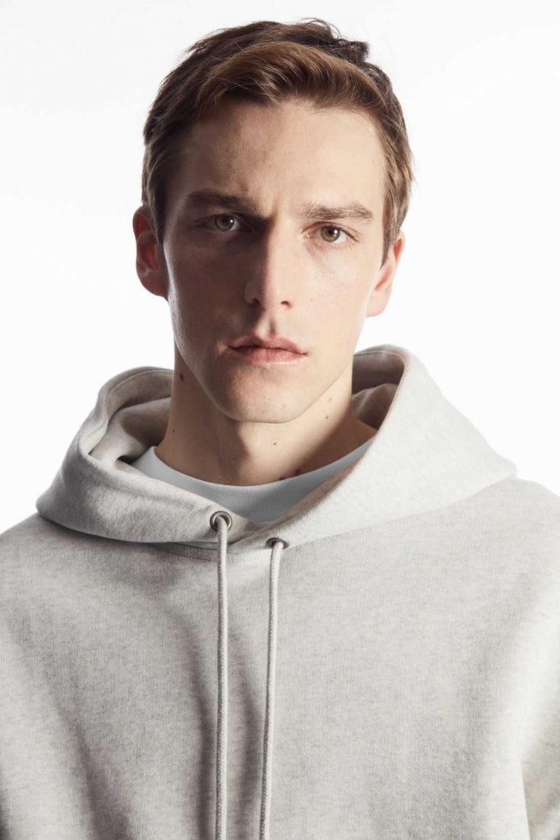 GRAY MÉLANGE COS HEAVYWEIGHT PANELED HOODIE | CDZ-569724